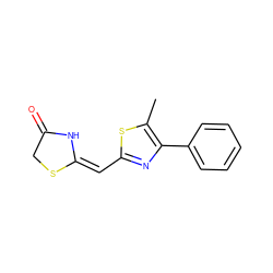 Cc1sc(/C=C2\NC(=O)CS2)nc1-c1ccccc1 ZINC000101672485