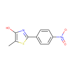 Cc1sc(-c2ccc([N+](=O)[O-])cc2)nc1O ZINC000013822570