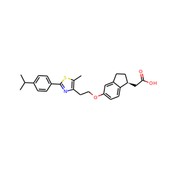 Cc1sc(-c2ccc(C(C)C)cc2)nc1CCOc1ccc2c(c1)CC[C@H]2CC(=O)O ZINC000028951975