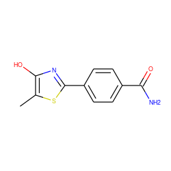 Cc1sc(-c2ccc(C(N)=O)cc2)nc1O ZINC000013822578