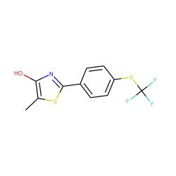 Cc1sc(-c2ccc(SC(F)(F)F)cc2)nc1O ZINC000013822576