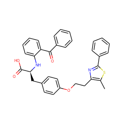 Cc1sc(-c2ccccc2)nc1CCOc1ccc(C[C@H](Nc2ccccc2C(=O)c2ccccc2)C(=O)O)cc1 ZINC000012358073