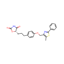 Cc1sc(-c2ccccc2)nc1COc1ccc(CCC[C@@H]2OC(=O)NC2=O)cc1 ZINC000029314654