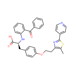 Cc1sc(-c2ccncc2)nc1CCOc1ccc(C[C@H](Nc2ccccc2C(=O)c2ccccc2)C(=O)O)cc1 ZINC000012358085