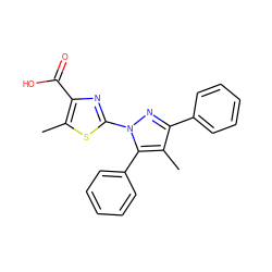 Cc1sc(-n2nc(-c3ccccc3)c(C)c2-c2ccccc2)nc1C(=O)O ZINC000103249879