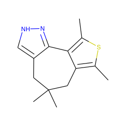 Cc1sc(C)c2c1CC(C)(C)Cc1c[nH]nc1-2 ZINC000013537785