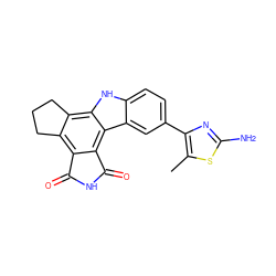 Cc1sc(N)nc1-c1ccc2[nH]c3c4c(c5c(c3c2c1)C(=O)NC5=O)CCC4 ZINC000028897208