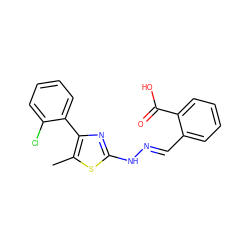 Cc1sc(N/N=C/c2ccccc2C(=O)O)nc1-c1ccccc1Cl ZINC001772630932