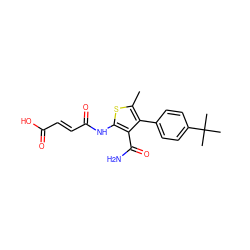 Cc1sc(NC(=O)/C=C/C(=O)O)c(C(N)=O)c1-c1ccc(C(C)(C)C)cc1 ZINC000004902121