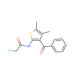 Cc1sc(NC(=O)CCl)c(C(=O)c2ccccc2)c1C ZINC000000338133