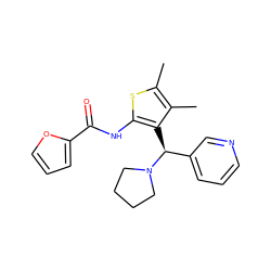 Cc1sc(NC(=O)c2ccco2)c([C@@H](c2cccnc2)N2CCCC2)c1C ZINC000000950058