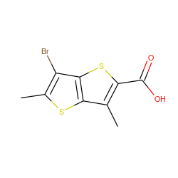 Cc1sc2c(C)c(C(=O)O)sc2c1Br ZINC000084728613