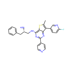 Cc1sc2c(NC[C@@H](N)Cc3ccccc3)nc(-c3ccncc3)nc2c1-c1ccc(F)nc1 ZINC000223692584