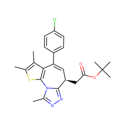 Cc1sc2c(c1C)C(c1ccc(Cl)cc1)=C[C@@H](CC(=O)OC(C)(C)C)c1nnc(C)n1-2 ZINC000504682342