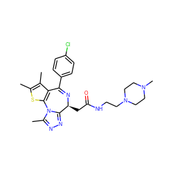 Cc1sc2c(c1C)C(c1ccc(Cl)cc1)=N[C@@H](CC(=O)NCCN1CCN(C)CC1)c1nnc(C)n1-2 ZINC000114766863