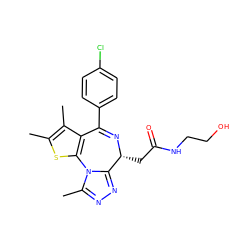 Cc1sc2c(c1C)C(c1ccc(Cl)cc1)=N[C@H](CC(=O)NCCO)c1nnc(C)n1-2 ZINC000001546094