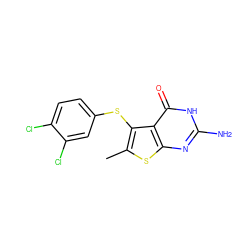 Cc1sc2nc(N)[nH]c(=O)c2c1Sc1ccc(Cl)c(Cl)c1 ZINC000040951362