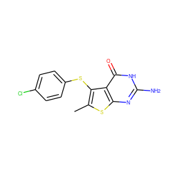 Cc1sc2nc(N)[nH]c(=O)c2c1Sc1ccc(Cl)cc1 ZINC000040429338