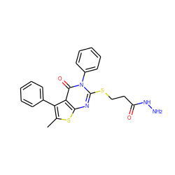 Cc1sc2nc(SCCC(=O)NN)n(-c3ccccc3)c(=O)c2c1-c1ccccc1 ZINC000028349506