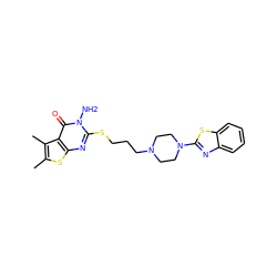 Cc1sc2nc(SCCCN3CCN(c4nc5ccccc5s4)CC3)n(N)c(=O)c2c1C ZINC000059855844