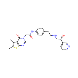 Cc1sc2ncn(CC(=O)Nc3ccc(CCNC[C@H](O)c4cccnc4)cc3)c(=O)c2c1C ZINC000049035580