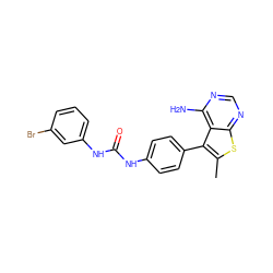 Cc1sc2ncnc(N)c2c1-c1ccc(NC(=O)Nc2cccc(Br)c2)cc1 ZINC000013673636