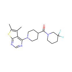 Cc1sc2ncnc(N3CCC(C(=O)N4CCCC(F)(F)C4)CC3)c2c1C ZINC000650320645