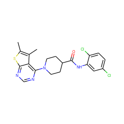 Cc1sc2ncnc(N3CCC(C(=O)Nc4cc(Cl)ccc4Cl)CC3)c2c1C ZINC000013006166