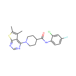 Cc1sc2ncnc(N3CCC(C(=O)Nc4ccc(F)cc4Cl)CC3)c2c1C ZINC000022396377