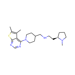 Cc1sc2ncnc(N3CCC(CNCC[C@H]4CCCN4C)CC3)c2c1C ZINC000146549547