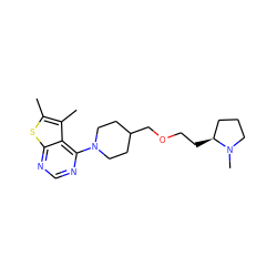 Cc1sc2ncnc(N3CCC(COCC[C@H]4CCCN4C)CC3)c2c1C ZINC000146569662