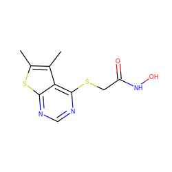 Cc1sc2ncnc(SCC(=O)NO)c2c1C ZINC000653739016