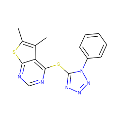 Cc1sc2ncnc(Sc3nnnn3-c3ccccc3)c2c1C ZINC000000087289