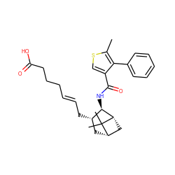 Cc1scc(C(=O)N[C@@H]2[C@@H](C/C=C/CCCC(=O)O)C[C@H]3C[C@@H]2C3(C)C)c1-c1ccccc1 ZINC000026500189