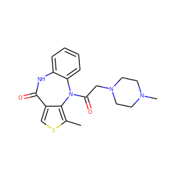 Cc1scc2c1N(C(=O)CN1CCN(C)CC1)c1ccccc1NC2=O ZINC000019796161