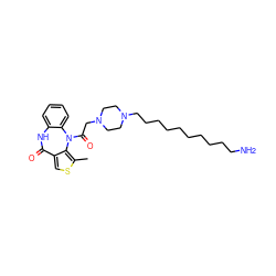 Cc1scc2c1N(C(=O)CN1CCN(CCCCCCCCCCN)CC1)c1ccccc1NC2=O ZINC000027980971