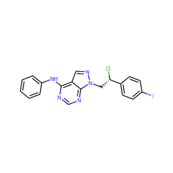 Cl[C@@H](Cn1ncc2c(Nc3ccccc3)ncnc21)c1ccc(I)cc1 ZINC000096272485