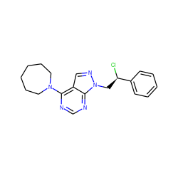 Cl[C@H](Cn1ncc2c(N3CCCCCC3)ncnc21)c1ccccc1 ZINC000040913481