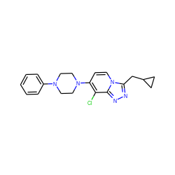 Clc1c(N2CCN(c3ccccc3)CC2)ccn2c(CC3CC3)nnc12 ZINC000095577127