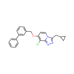 Clc1c(OCc2cccc(-c3ccccc3)c2)ccn2c(CC3CC3)nnc12 ZINC001772577319