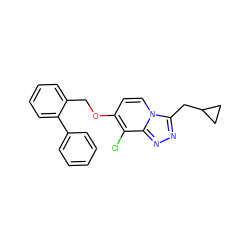 Clc1c(OCc2ccccc2-c2ccccc2)ccn2c(CC3CC3)nnc12 ZINC001772609833