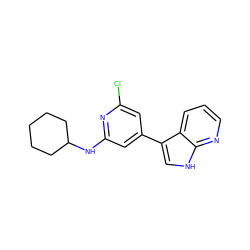 Clc1cc(-c2c[nH]c3ncccc23)cc(NC2CCCCC2)n1 ZINC000095583917