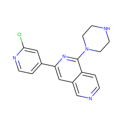 Clc1cc(-c2cc3cnccc3c(N3CCNCC3)n2)ccn1 ZINC000058568999