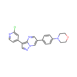 Clc1cc(-c2cnn3cc(-c4ccc(N5CCOCC5)cc4)cnc23)ccn1 ZINC000096270783