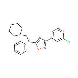 Clc1cc(-c2noc(CCC3(c4ccccc4)CCCCC3)n2)ccn1 ZINC000114752679