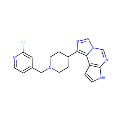 Clc1cc(CN2CCC(c3nnn4cnc5[nH]ccc5c34)CC2)ccn1 ZINC001772605139