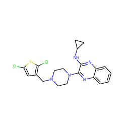 Clc1cc(CN2CCN(c3nc4ccccc4nc3NC3CC3)CC2)c(Cl)s1 ZINC000144168125