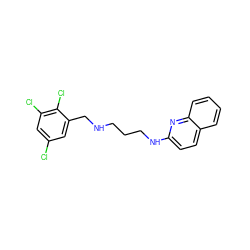 Clc1cc(Cl)c(Cl)c(CNCCCNc2ccc3ccccc3n2)c1 ZINC000028360832