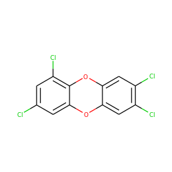 Clc1cc(Cl)c2c(c1)Oc1cc(Cl)c(Cl)cc1O2 ZINC000002573794