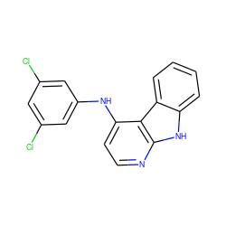 Clc1cc(Cl)cc(Nc2ccnc3[nH]c4ccccc4c23)c1 ZINC000169312105